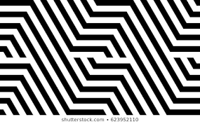 Seamless Pattern With Black White Striped Lines Optical Illusion Effect Geometric Tile In Op Art Style Vector Illusive Background Texture Futuristic Elemen