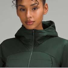 lululemon down for it all. permaloft full zip hood. Size 10 medium. Dark  green