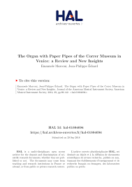 Undi lagu kegemaran anda di sini. Pdf The Organ With Paper Pipes Of The Correr Museum In Venice A Review And New Insights