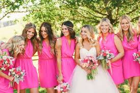 Colorful Summer Wedding Oregon Wedding 100 Layer Cake Hot Pink Bridesmaid Dresses Pink Bridesmaid Dresses Hot Pink Bridesmaids