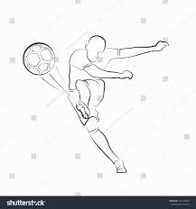 Football Soccer Player Kicking With Ball Line Drawings On White Background Soccer Drawing Football Drawing Football Player Drawing