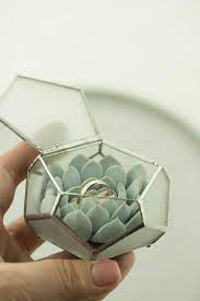 Glass Ring Box With Succulent Inside Only One Ring Pillow Wedding Wedding Ring Box Glass Rings