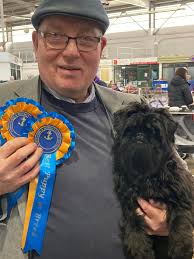A; “Good day at the office”, yesterday, (Saturday 10th February).  Ilfracombe & District Canine Society Open Show, it was all about the  Affenpinschers, the Terriers are in a delicate condition 😔😔😔 No