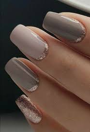 Can Never Go Wrong With Neutral Colors And Cool Silver Glitter Border At Bottom Of Nail Affiliate Glitterhair Acryl Nagel Ideen Nagelideen Nagel Ideen