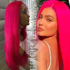 Keisha Hot Pink Lace Front Wig Brown Straight Hair Lace Front Wigs Pink Ombre Hair