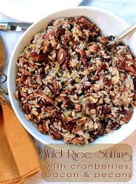 While on thanksgiving you may choose to make this wild rice stuffing for duck or turkey, it can be served with many other dishes any night of the week. Wild Rice Stuffing With Cranberries Bacon And Pecans Stuffing Recipes For Thanksgiving Stuffing Recipes Delicious Stuffing Recipe
