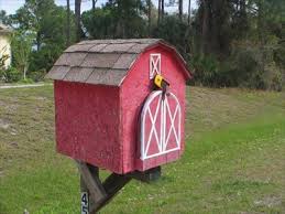 White and black with red. Big Red Barn Mailbox North Port Florida Themed Homemade Mailboxes On Waymarking Com