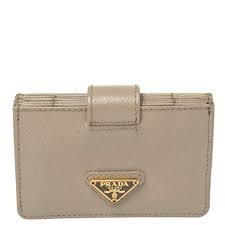 Карты чехол cardcase бизнес высокого класса мужчин. Prada Grey Saffiano Leather Business Card Holder Prada Tlc