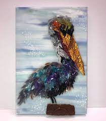Swfl Artist Specializing In The Use Of Repurposed Glass On Canvas And Wood Broken Glass Art Sea Glass Art Projects Glass Art
