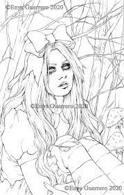 Lost In Wonderland Coloring Page Goth Fantasy Printable Etsy Coloring Pages Princess Coloring Pages Disney Coloring Pages