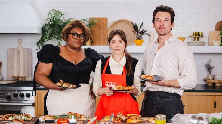 Elizabeth Olsen, Miles Teller and Da'Vine Joy Randolph Make Pizza - NYT Cooking