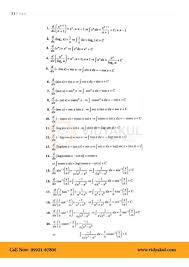 Table of integrals ∗ basic forms x n dx = 1 n + 1 x n+1 + c (1) 1 x dx = ln x + c (2) udv = uv − vdu different table of integrals to satisfy your integrating needs, from basic to complex. Integrals Class 12 Formulas Pdf With Notes Vidyakul