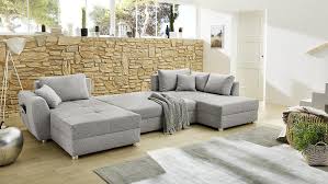 Wohnlandschaft U Form Sofa Starnberg Grau Bettfunktion