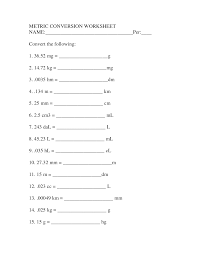 Metric Unit Conversion Worksheet Science Worksheets