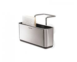 slim sink caddy, brushed stainless steel