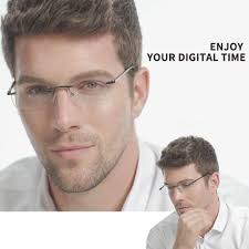 Amazon.com: JJWELL 3 Pack Reading Glasses for Men Blue Light Blocking,  Lightweight Rimless Metal Mens Eyeglasses Readers, Anti  Eyestrain/Dryness/Computer Glare/UV 400, Spring Hinge Eyeglasses(150  Strength) : Health & Household