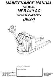 Manual pallet jack truck 5500lbs capacity 48lx27w fork. Yale Pallet Truck Type A827 Mp040ac Mpb040ac Workshop Service Manual Manual Yale Forklift