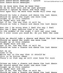 Love Song Lyrics For Last Dance Brian Mcknight