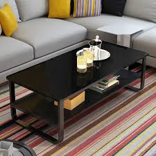 A coffee table is the focus of any living room furniture layout and creates the perfect spot for entertaining. Beyonds Living Room Tables Rectangular Double Layered Desktop Steel Frame Legs Density Board Modern Yellow Coffee Table Sofa Table Tea Table For Living Room Decor Black White Yellow Wish