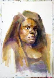 This is a very recent watercolor I just finished, titled “Joanna (who  modeled for me) and Perseus” to the left, holding the head of Medusa over  her shoulder