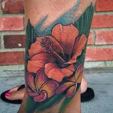 Lilly armband $16 blossom $16 purple and orange $16 blue flower armband $15. Hibiscus And Plumeria Tattoo By Spencer Caligiuri Tattoonow