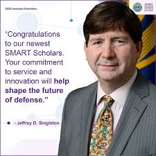 During the 2025 SMART Scholarship Awardee Orientation, Jeff Singleton,  Deputy Assistant Secretary of Defense for Science and Technology Futures,  encouraged scholars to see their work as a direct contribution to the future