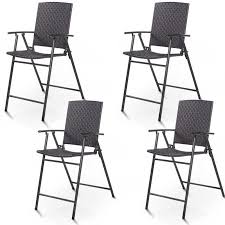 4 Pcs Rattan Steel Wicker Folding Chairs Outdoor Garden Fold Up Chairs Patio Furniture Hw52885 In 2020 Outdoor Folding Chairs Outdoor Bar Furniture Wicker Bar Stools