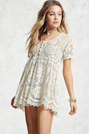 Forever 21 Sheer Lace Babydoll Dress In Cream Natural Lyst