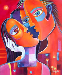 Abstract Modern Art Original Oil Painting Figurative Artwork Kiss Me Marlina Vera Fine Gallery Contemporar Art Abstract Portrait Painting Abstract Art Painting