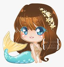 Follow along to learn how to draw this beautiful barbie inspired mermaid chibi, step by step, easy. Mermaid Drawing Adorable Mermaid Girl With Brown Hair Hd Png Download Transparent Png Image Pngitem