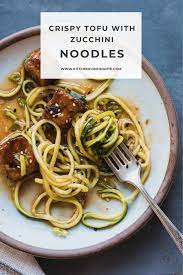 Sweet And Spicy Crispy Tofu With Zucchini Noodles Kitchen Confidante Recipe In 2020 Crispy Tofu Dinner Appetizers Tofu