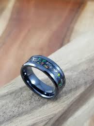 Womens Black And Blue Ring Black Fire Opal Meteorite Black Ceramic Ring Men S Black Etsy In 2020 Black Ceramic Ring Rings For Men Black Rings