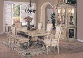 This beautiful round dining table with antique oak finish pairs perfectly with any reclaimed wood or mixed media dining room decor. Antique White Finish Contemporary Dining Set