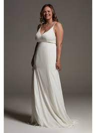 White By Vera Wang V Neck Crepe Plus Slip Dress David S Bridal Slip Wedding Dress White By Vera Wang White Slip Dress