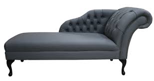 Auberge vintage leather chaise lounge canora grey upholstery color: Piping Grey Chesterfield Leather Chaise Lounge Day Bed Designersofas4u