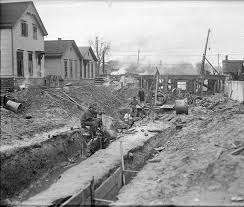 Subway Construction On Saxton Street Rochester Ny A Northerly View Of Saxton Street During The Construction Of The Construction Site Construction Work Site