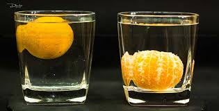 density experiment with orange school