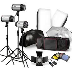 Neewer 900w 3x300w Lighting Photography Studio Strobe Flash Light Kit Homonoaeraeeaa