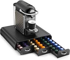 The best pod coffee machines mean you don't need to mess around with buying coffee beans and grinding them. Amazon Com Cep Coffee Pod And Capsule Organiser Machine Stand With 3 Drawer Black 34 2 X 32 7 X 6 9 Cm Kitchen Dining