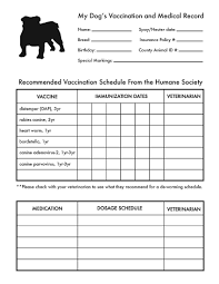 Printable Dog Shot Record Forms Puppy Chart Dog
