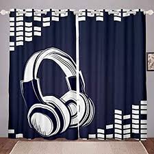 Shop curtarra sophisticated custom curtains with superior fabrics to choose. Amazon Com Feelyou Headphone Printed Curtain Panels Music Themed Curtain Musical Geometric Pattern Window Drapes For Boys Teens Black White Room Decor Window Treatments 52 X 84 Home Kitchen