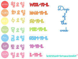 Here is the list of the days of the week, which are always good to know: Me Learning Korean