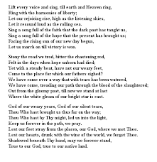 Lift every voice and sing, till earth and heaven ring, ring with the harmonies of liberty; Black National Anthem Music 345 Race Identity And Representation In American Music