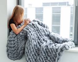 Chunky knit blanket giant knit blanket cozy throw blanket | Etsy