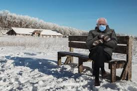 Bernie Sanders Stays Warm Becomes A Meme Starts Popping Up In Iowa City Cedar Rapids And Marion Little Village