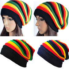 Beanie Knit Slouch Baggy Rasta Cap Men Women Stripe Jamaican Rasta Crochet Hat Knitted Hats Crochet Hats Jamaican Rasta