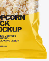 Popcorn Pack Mockup In Flow Pack Mockups On Yellow Images Object Mockups