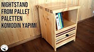 Costoffs 2pcs bedside table wooden nightstand table, beside cabinet with 1 drawer and solid wood legs, side table end table for bedroom living room furniture, white, 48 x. Making Nightstand From Pallet Paletten Komodin Yapimi Diy Pallet Wood Nightstand Youtube