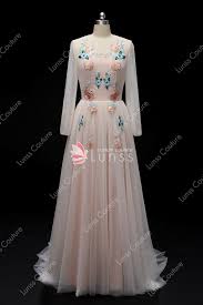 Get the best deals on long sleeve wedding dresses open back and save up to 70% off at poshmark now! Vintage Pink Sleeved Embroidery Long Wedding Dress Lunss