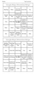 Google Maps Bingo Bingo Critical Thinking Skills Map